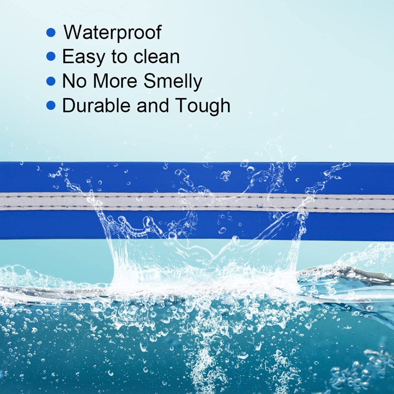 NIMBLE Dog Collar Waterproof Pet Collars Anti-Odor Durable Adjustable PVC & Polyester Soft with Reflective Cloth Stripe Basic Dog Collars S/M/L Sizes (Medium (11.81â€-18.5â€inches), Blue) - Image 3